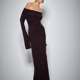VELOUR DRESS BROWN
