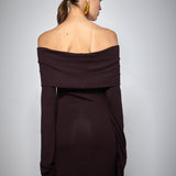 VELOUR DRESS BROWN