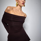 VELOUR DRESS BROWN