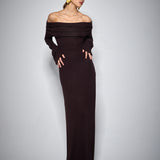VELOUR DRESS BROWN