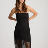 LIZA FRINGED STRAPLESS TOP BURGUNDY
