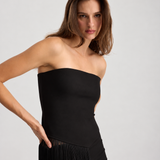 LIZA FRINGED STRAPLESS TOP BURGUNDY