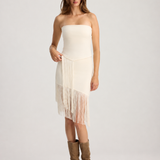 LIZA FRINGED STRAPLESS TOP BURGUNDY