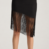 LIZA ASYMMETRICAL FRINGED MINI SKIRT BURGUNDY