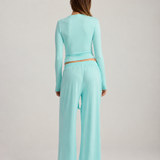 CLEO TROUSER SET WITH TIE DETAIL TURQUOISE