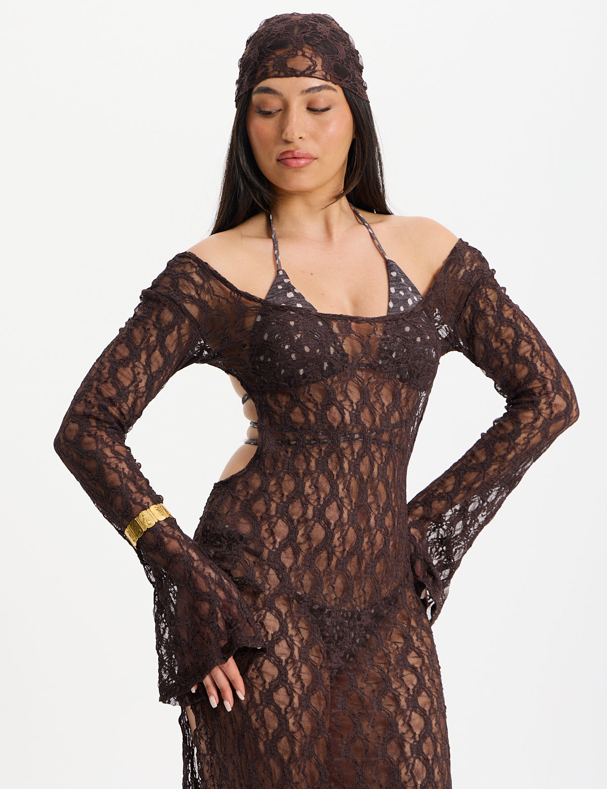 RAVEN PAREO DRESS BROWN