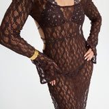 RAVEN PAREO DRESS BROWN