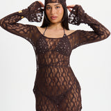 RAVEN PAREO DRESS BROWN