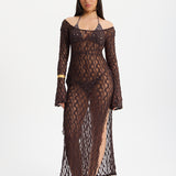 RAVEN PAREO DRESS BROWN